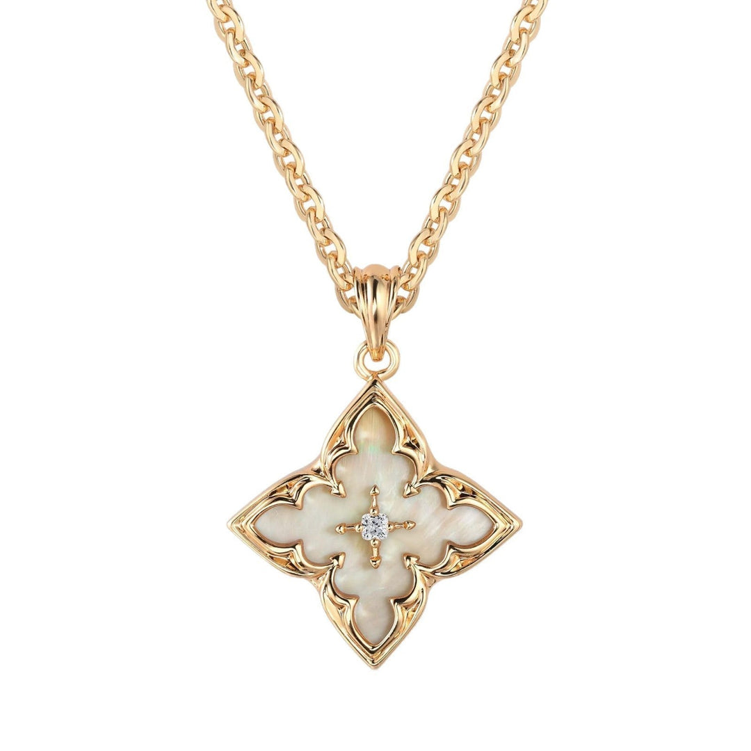 Collana con pendente in trifoglio marrone | Oro