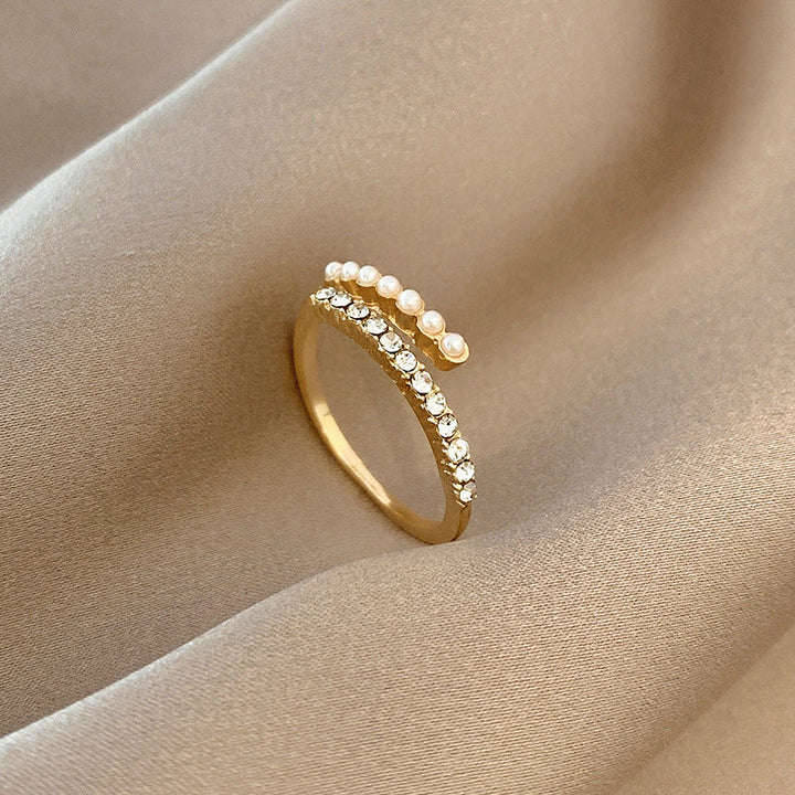 Anello Aperto in Cristallo di Perla Virelle | Oro