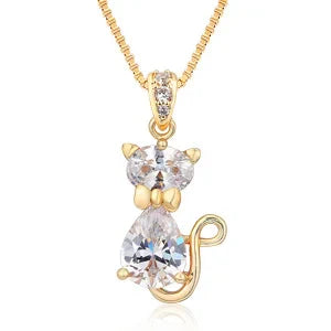 Collana con Pendente a Forma di Gatto di Cristallo
