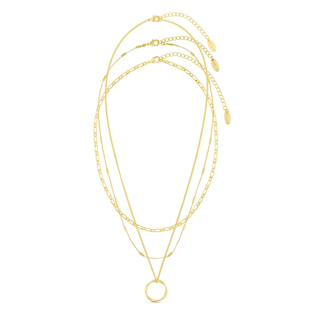 Collana a Tre File con Cerchio Aperto | Oro