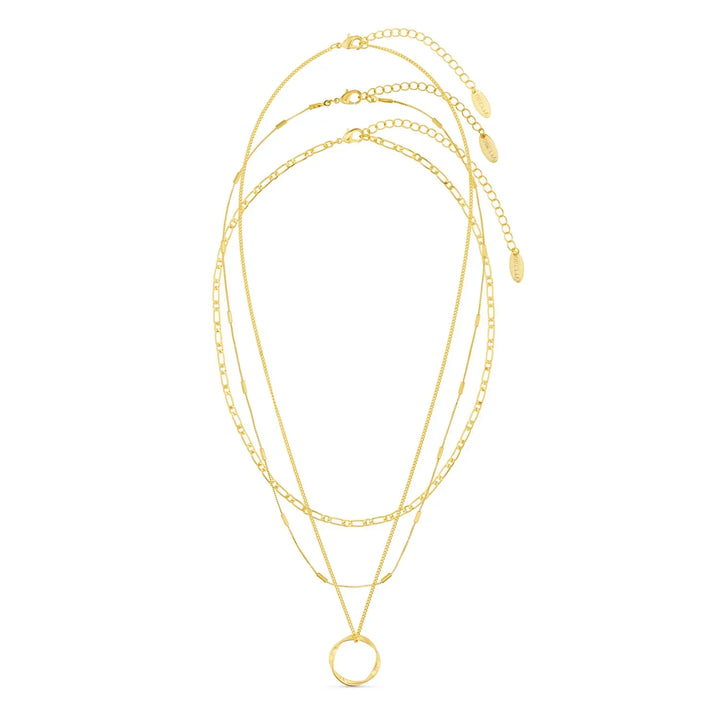 Collana a Tre File con Cerchio Aperto | Oro