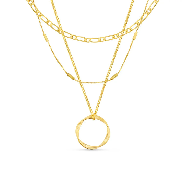 Collana a Tre File con Cerchio Aperto | Oro