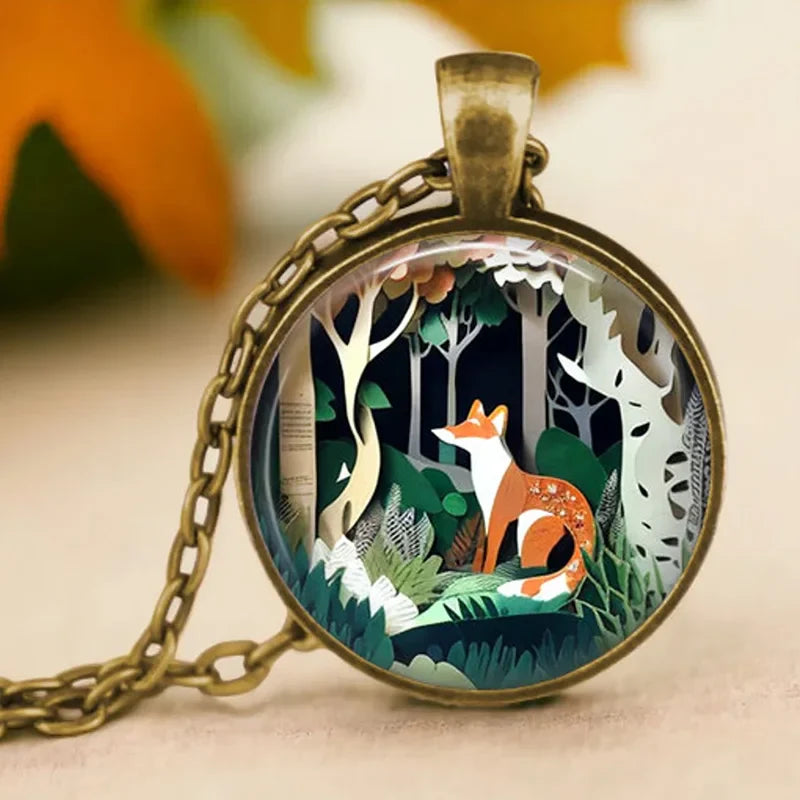 Collana con pendente in vetro Animale Spirito della Foresta