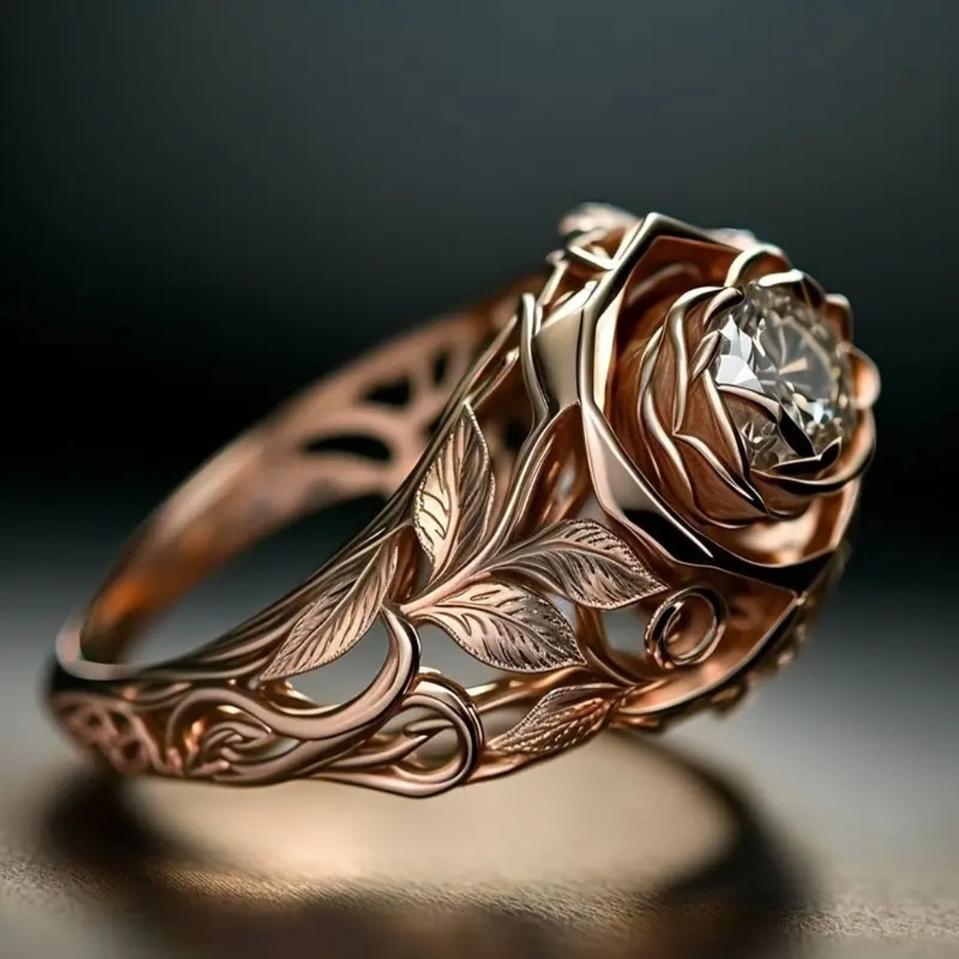 Anello Fiore color oro Rosa