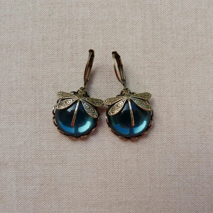 Orecchini a forma di Libellula Sferica color oro Antico