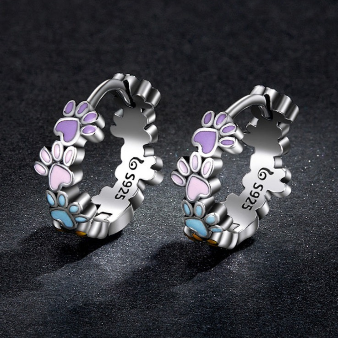Orecchini Colorful Paws color argento