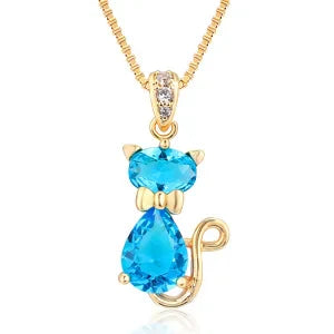 Collana con Pendente a Forma di Gatto di Cristallo