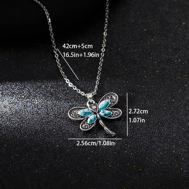 Collana con Pendente color argento a Forma di Libellula