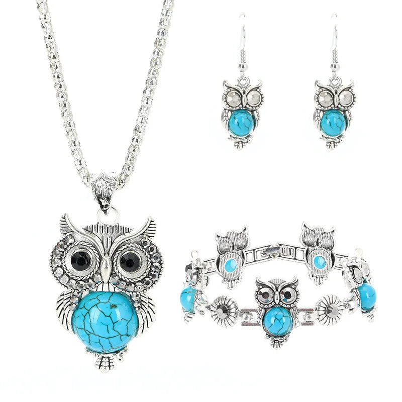 Set di Gioielli Saggezza Gufo Turchese