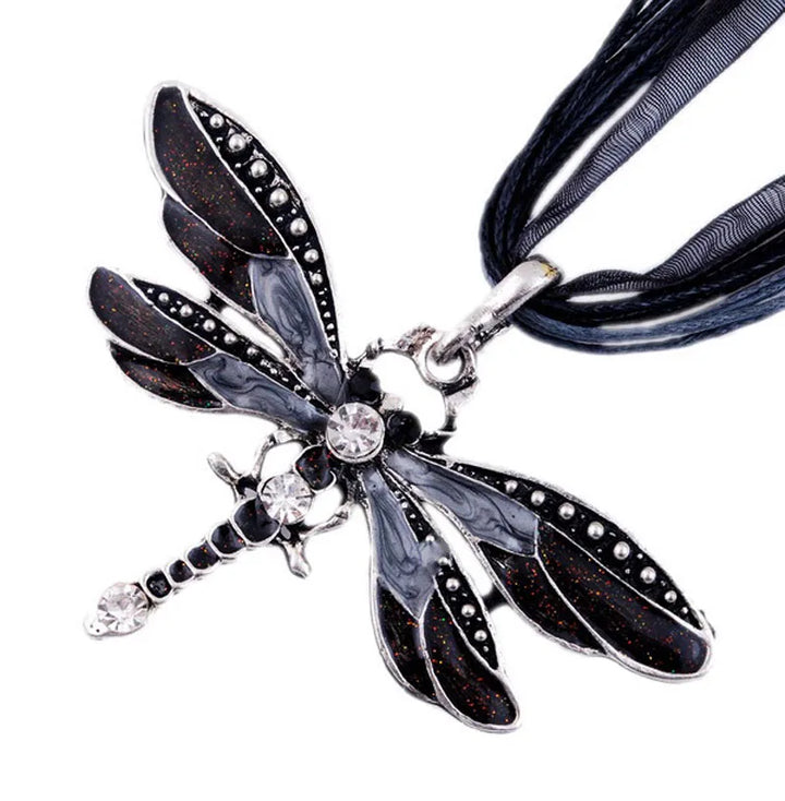 Collana con Pendente a Libellula di Cristallo