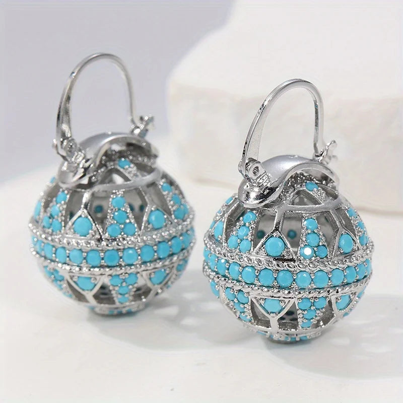 Orecchini a Goccia con Globo in Filigrana Turchese