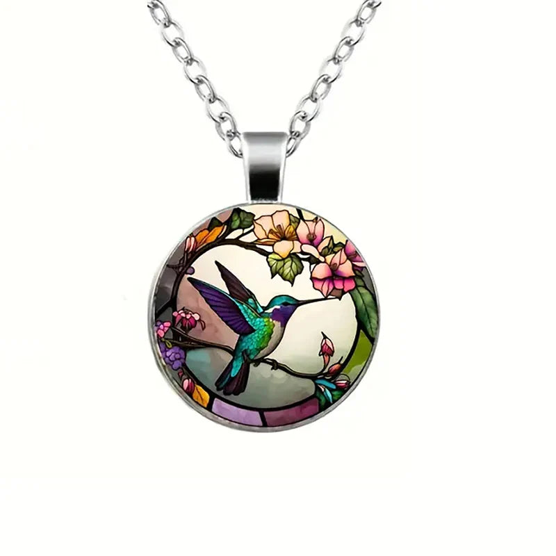 Collana con Ciondolo in Vetro a Cupola Colibrì