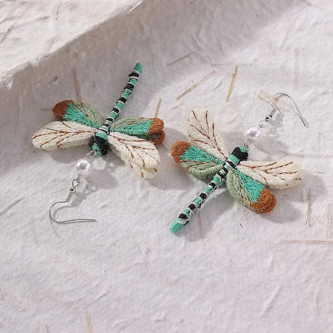 Orecchini a Libellula Ricamati in Stile Bohemien