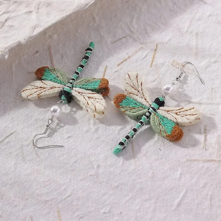 Orecchini a Libellula Ricamati in Stile Bohemien