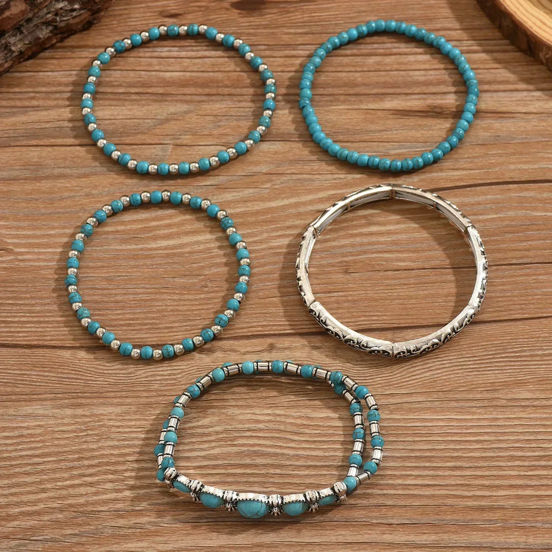 Set di Bracciali in Pietre Turchesi Bohemien