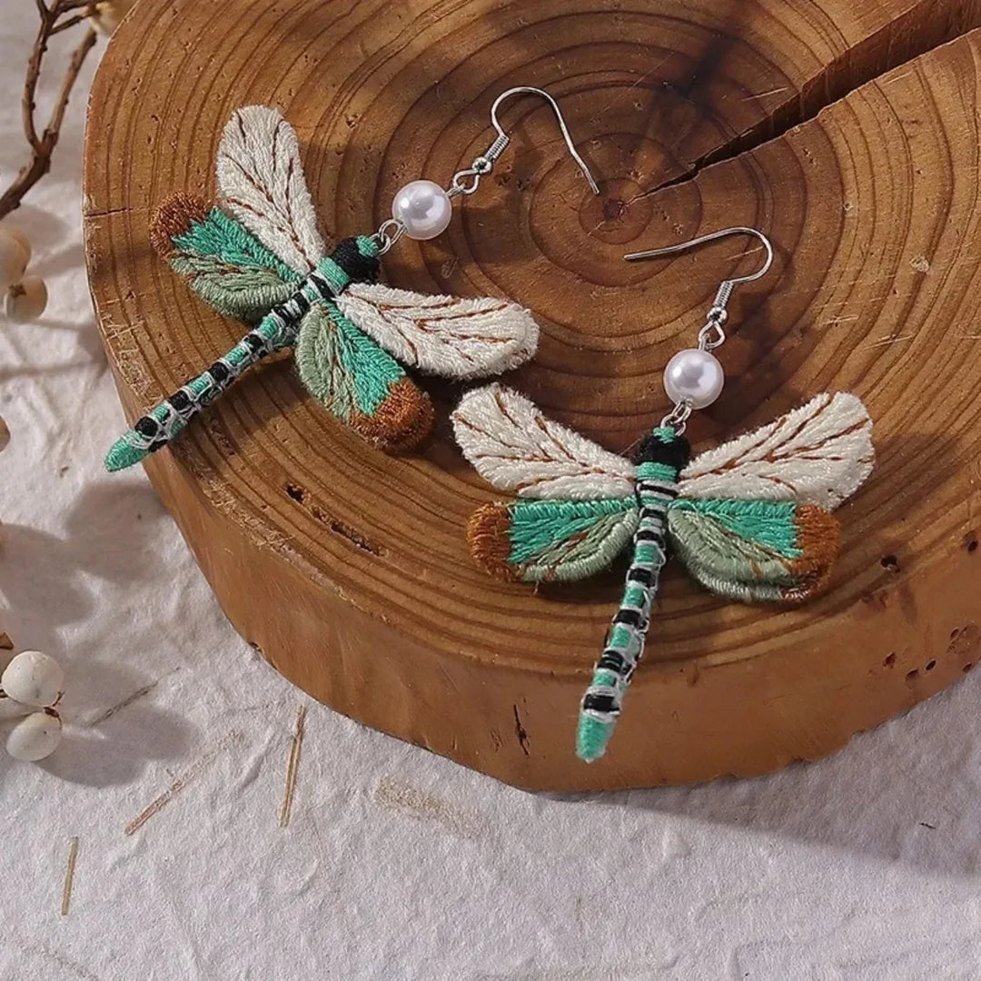 Orecchini a Libellula Ricamati in Stile Bohemien