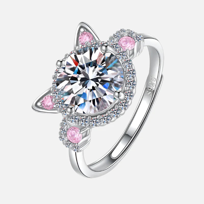 Anello Regolabile con Orecchie di Gatto e Zirconia