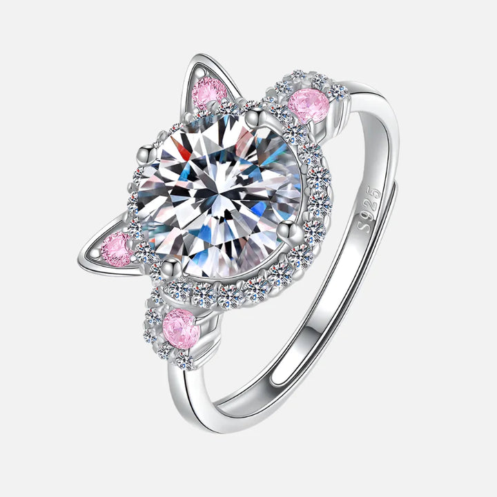 Anello Regolabile con Orecchie di Gatto e Zirconia