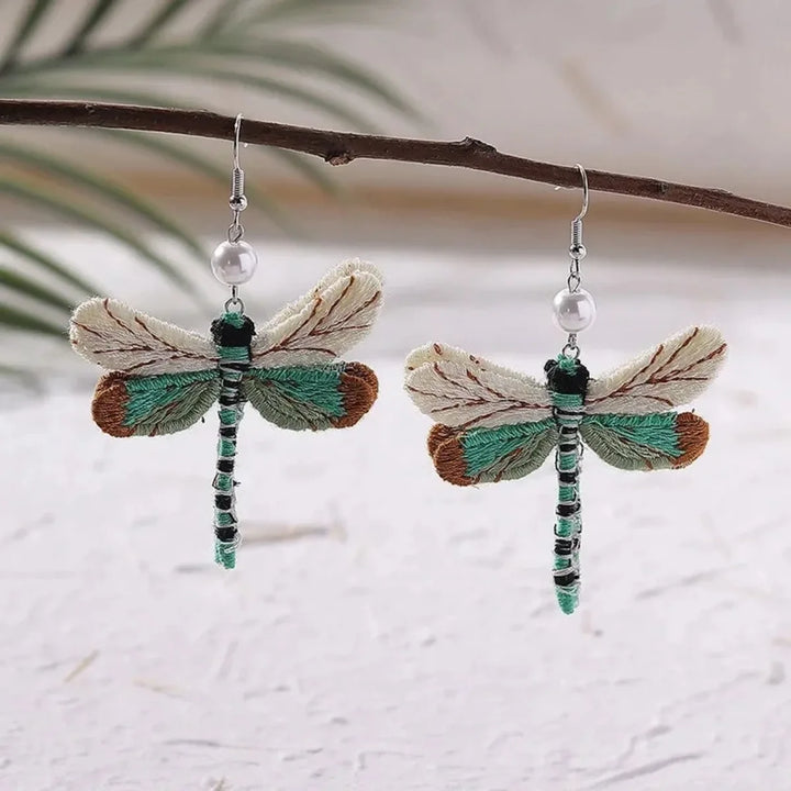 Orecchini a Libellula Ricamati in Stile Bohemien