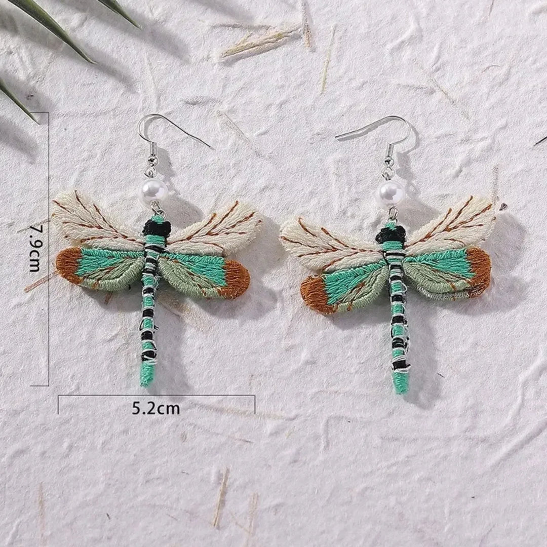 Orecchini a Libellula Ricamati in Stile Bohemien