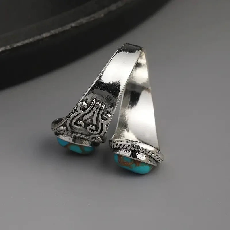 Anello Elegante Vintage con Croce Turchese