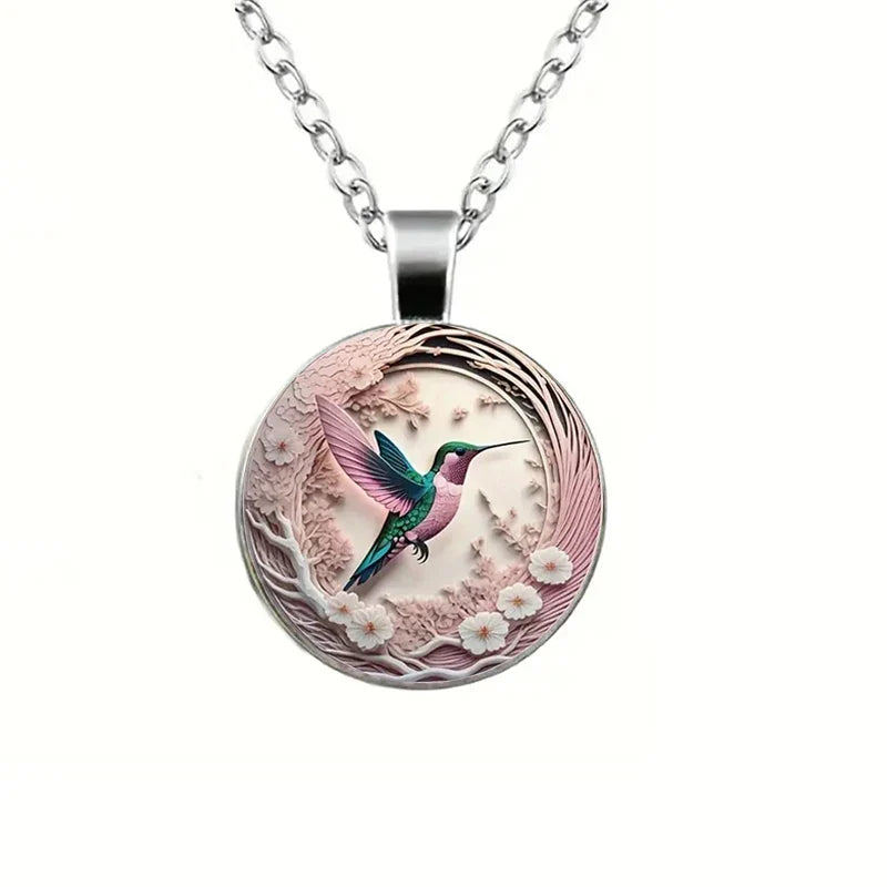 Collana con Ciondolo in Vetro a Cupola Colibrì