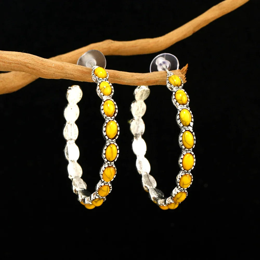 Orecchini a Cerchio Ovali in Argento Vintage