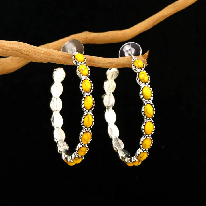 Orecchini a Cerchio Ovali in Argento Vintage