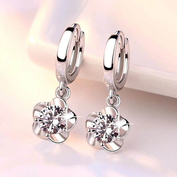 Orecchini color argento con Zirconi Viola e Bianchi