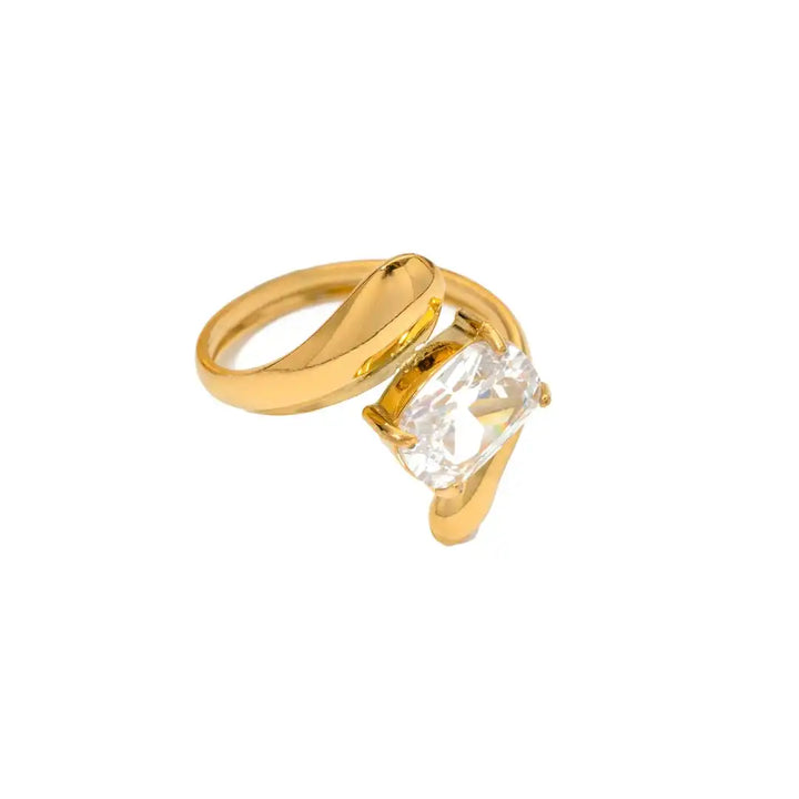 Anello in Zirconia a Goccia d'Acqua color oro Senza Tempo