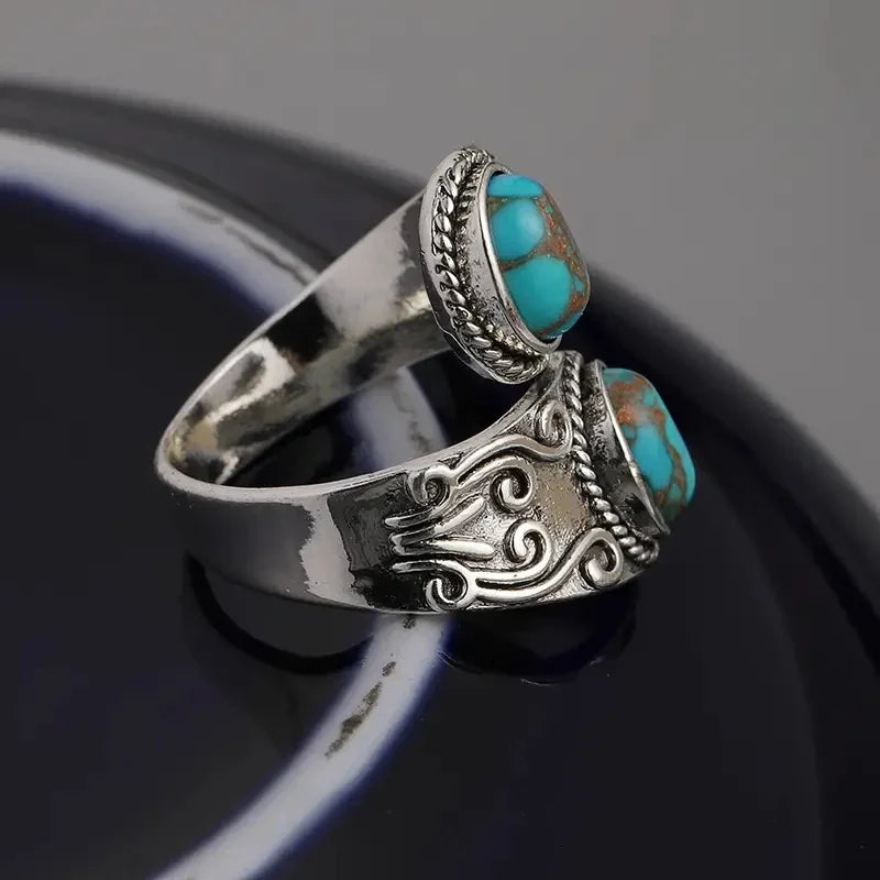 Anello a fascia elegante vintage in turchese