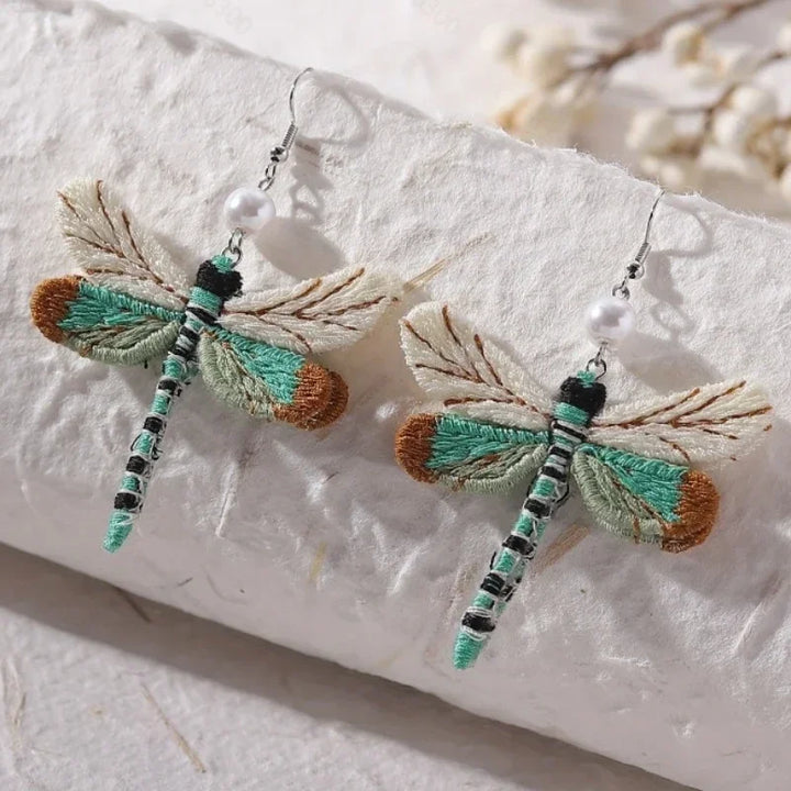 Orecchini a Libellula Ricamati in Stile Bohemien