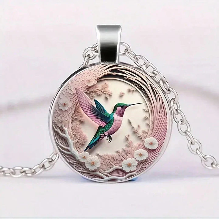 Collana con Ciondolo in Vetro a Cupola Colibrì