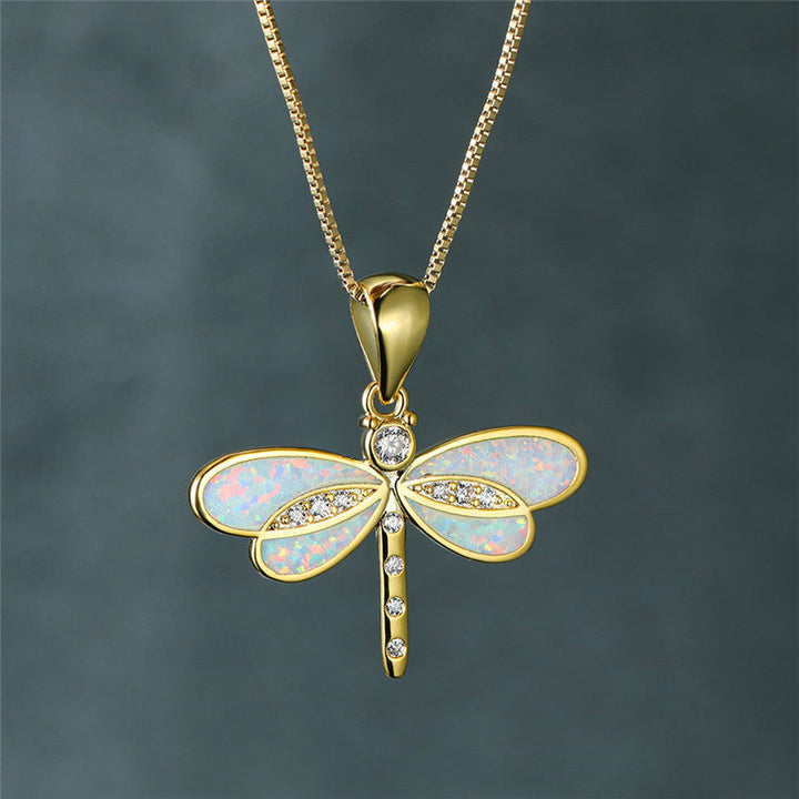 Collana a Libellula color oro con Opale
