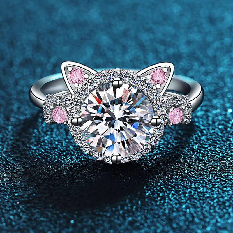 Anello Regolabile con Orecchie di Gatto e Zirconia
