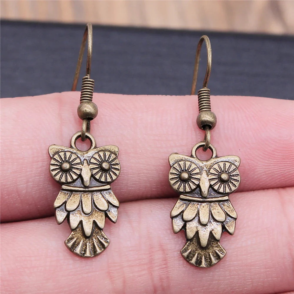 Orecchini Pendenti Gufo Vintage Bohemien