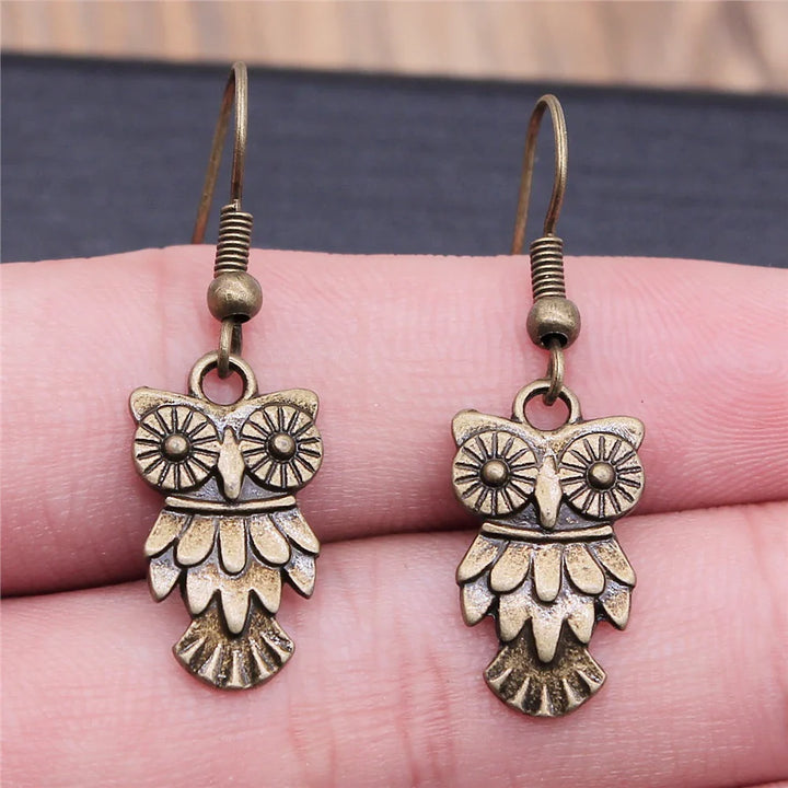 Orecchini Pendenti Gufo Vintage Bohemien