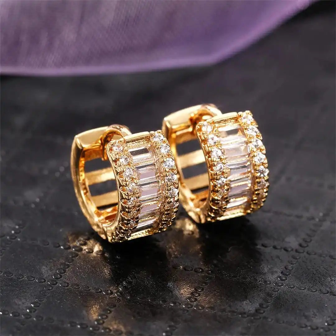 Orecchini a Cerchio Mini Baguette in Zirconia