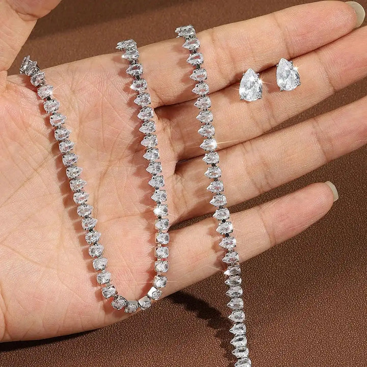 Splendido Set Completo da Sposa in Zirconia Cubica Trasparente