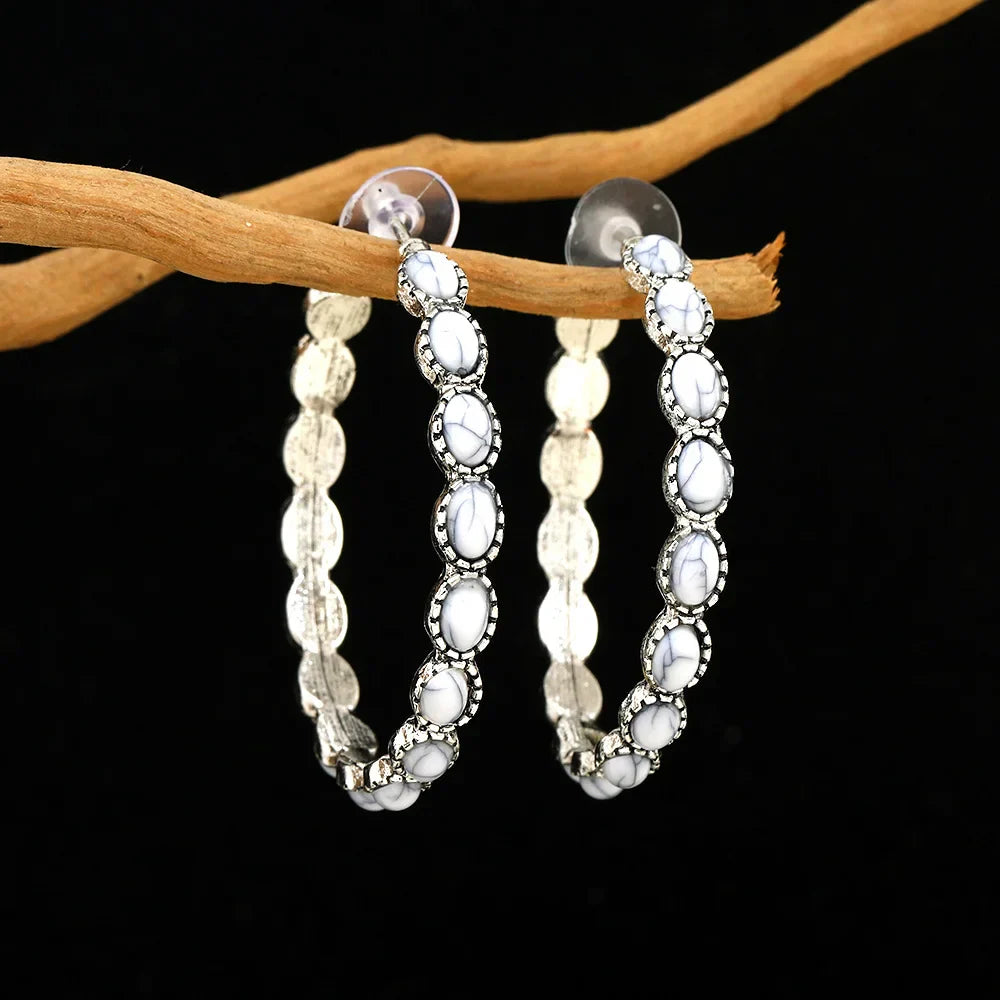 Orecchini a Cerchio Ovali in Argento Vintage