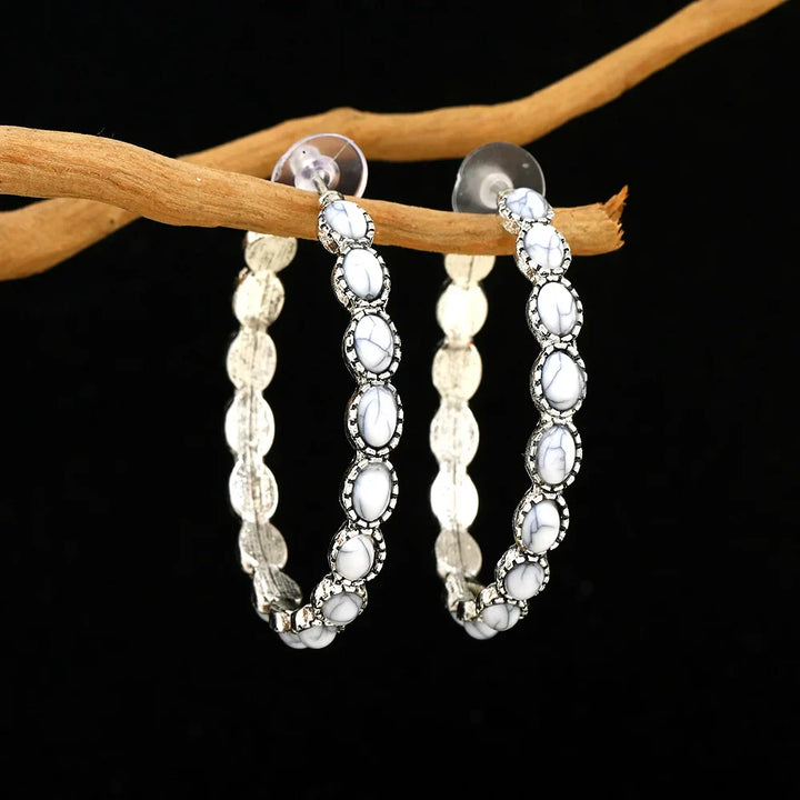 Orecchini a Cerchio Ovali in Argento Vintage