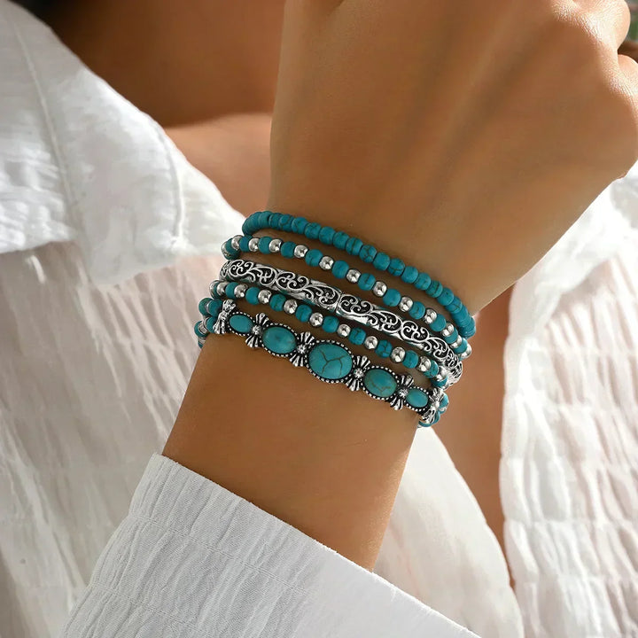 Set di Bracciali in Pietre Turchesi Bohemien