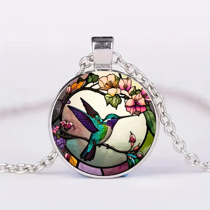 Collana Con Pendente Di Cristallo A Forma Di Colibrì Con Cupola