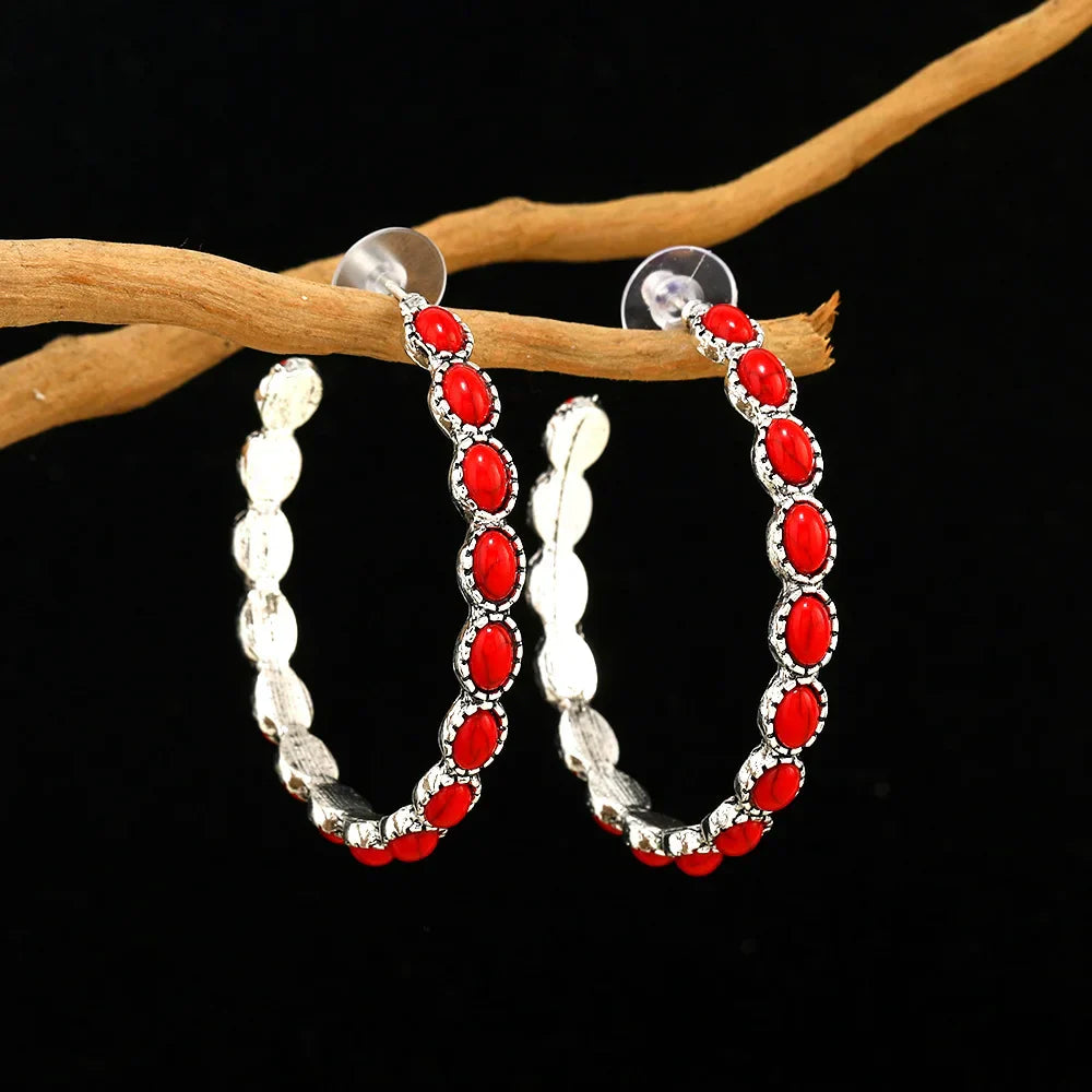 Orecchini a Cerchio Ovali in Argento Vintage