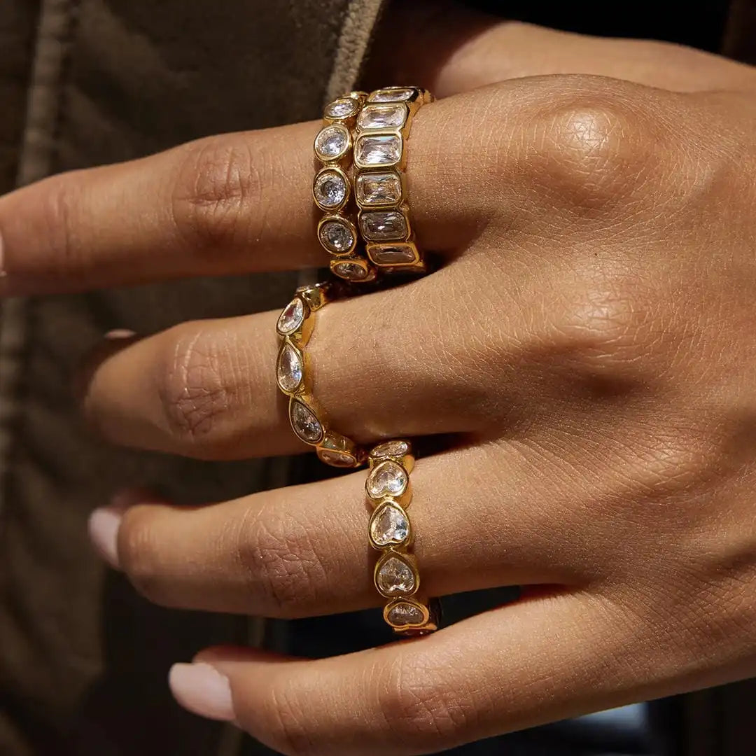 Set di Anelli in Zirconia Baguette Variety