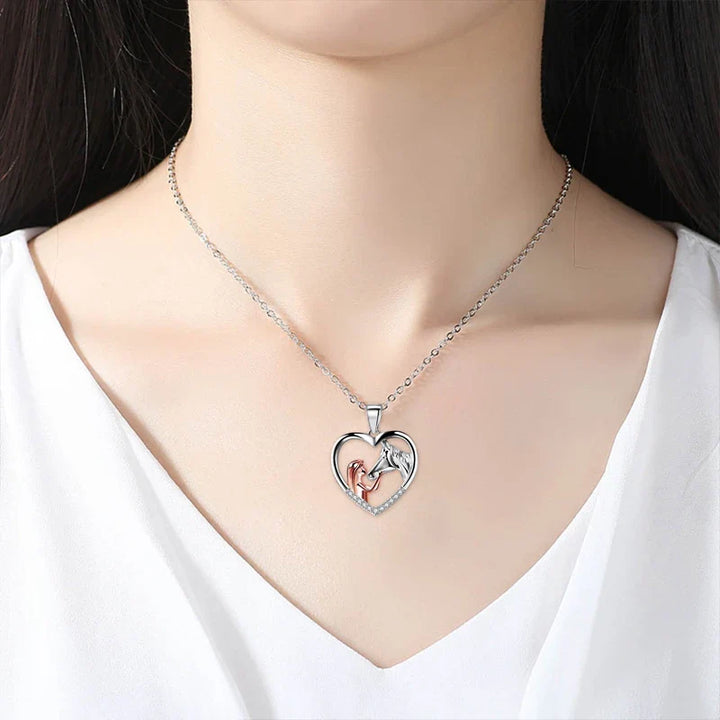 Collana Bella Cuore Zircone Ragazza e Cavallo