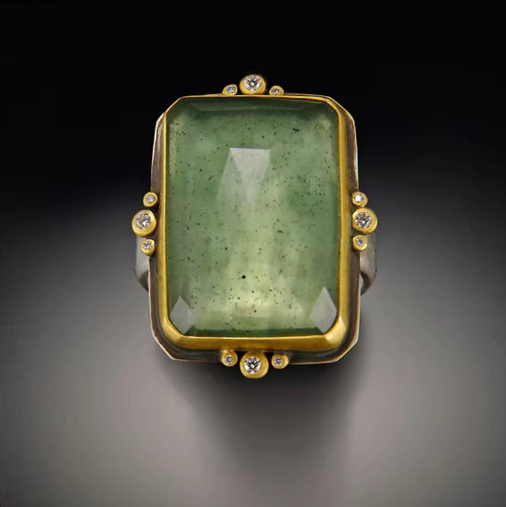 Anello Quadrato in Cristallo Retro Francese