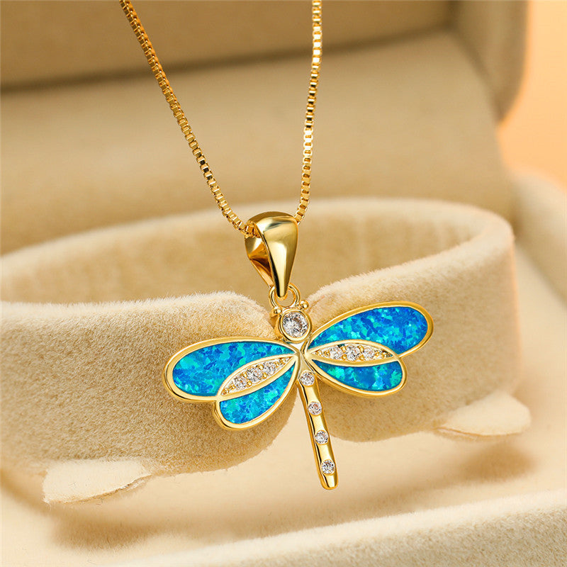 Collana a Libellula color oro con Opale