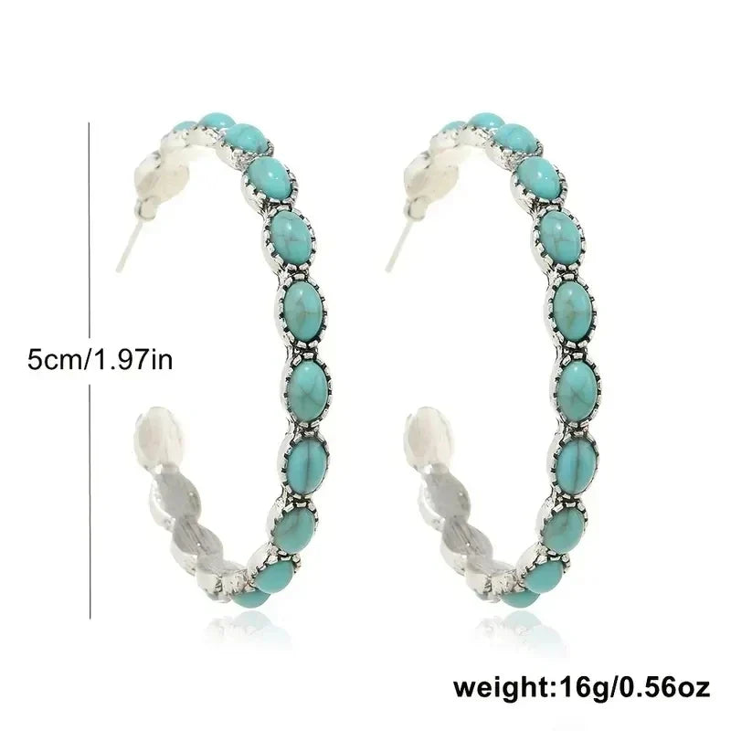 Orecchini Circolari Turchesi Vintage Bohemien