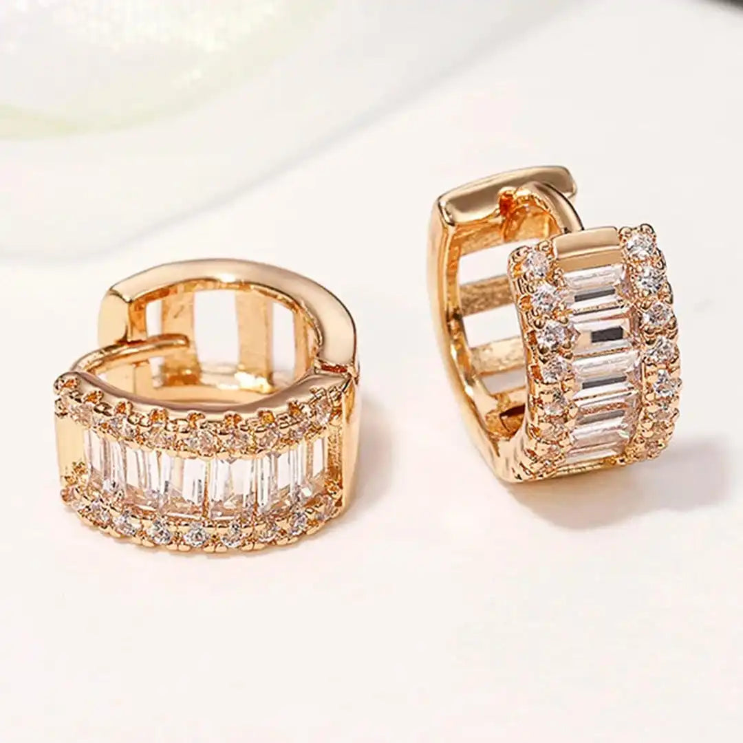 Orecchini a Cerchio Mini Baguette in Zirconia